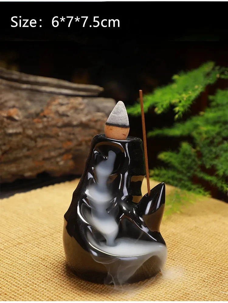 Creative Ceramic Backflow Incense Burner Crafts Office Home Decoration Mountain Incense Holder Buddhist Supplies - AMULET RING STORE
