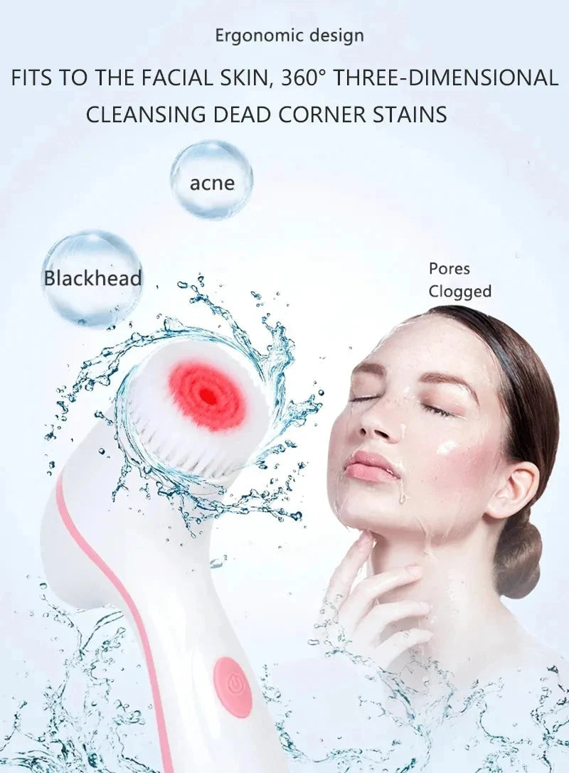 3 In 1 Electric Cleansing Brush Vibrations Facial Cleaner Face Massager Sonic Rotating Cleansing Brush Face Deep Cleansing Tool