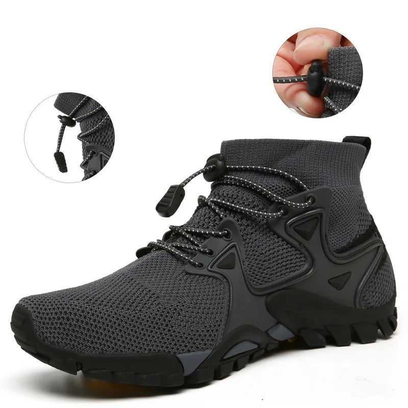 Shoes for Men Walking  2023 Summer New High Top Boots Breathable Mesh Mountaineering Outdoor Comfortable Leisure Travel Sneakers - AMULET RING STORE