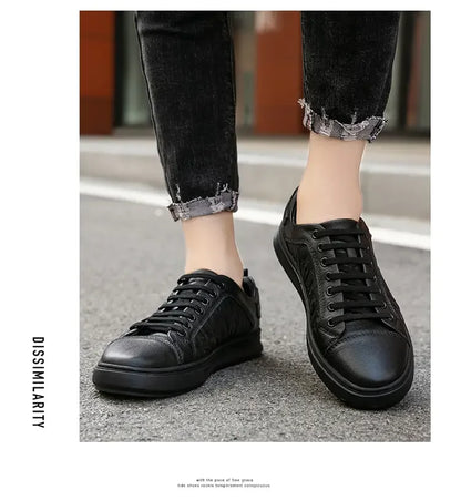 Leisure Shoes 2025 New Wear-resistant Fashion Shoes Anti-slip Anti-odor Leather Sports Thick Soles All Match Street Men's Shoes - AMULET RING STORE