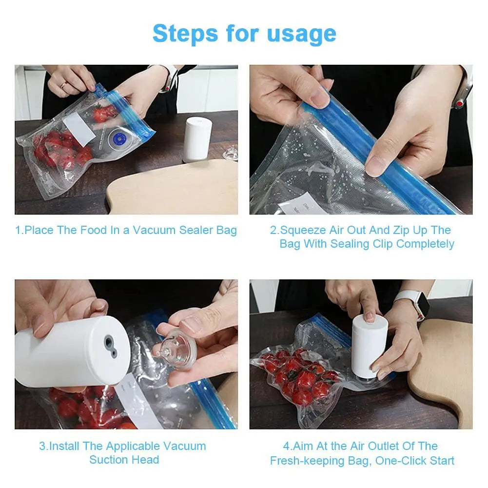Cordless Electric Vacuum Bag Sealer Pump, Portable USB Charge Vacuum Compression Machine for Food Clothes Storage Bags - AMULET RING STORE