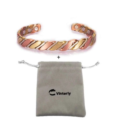 Vinterly Twisted Copper Bracelets for Women Rose Gold-color Health Energy Magnetic Copper Adjustable Cuff Bracelets & Bangles