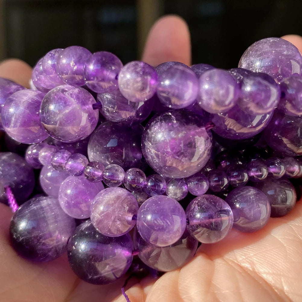 45 Styles Natural Stone Beads Amethyst Purple Jades Agate Crystal Glass Beads Jewelry Making Findings DIY Bracelet Accessories - AMULET RING STORE