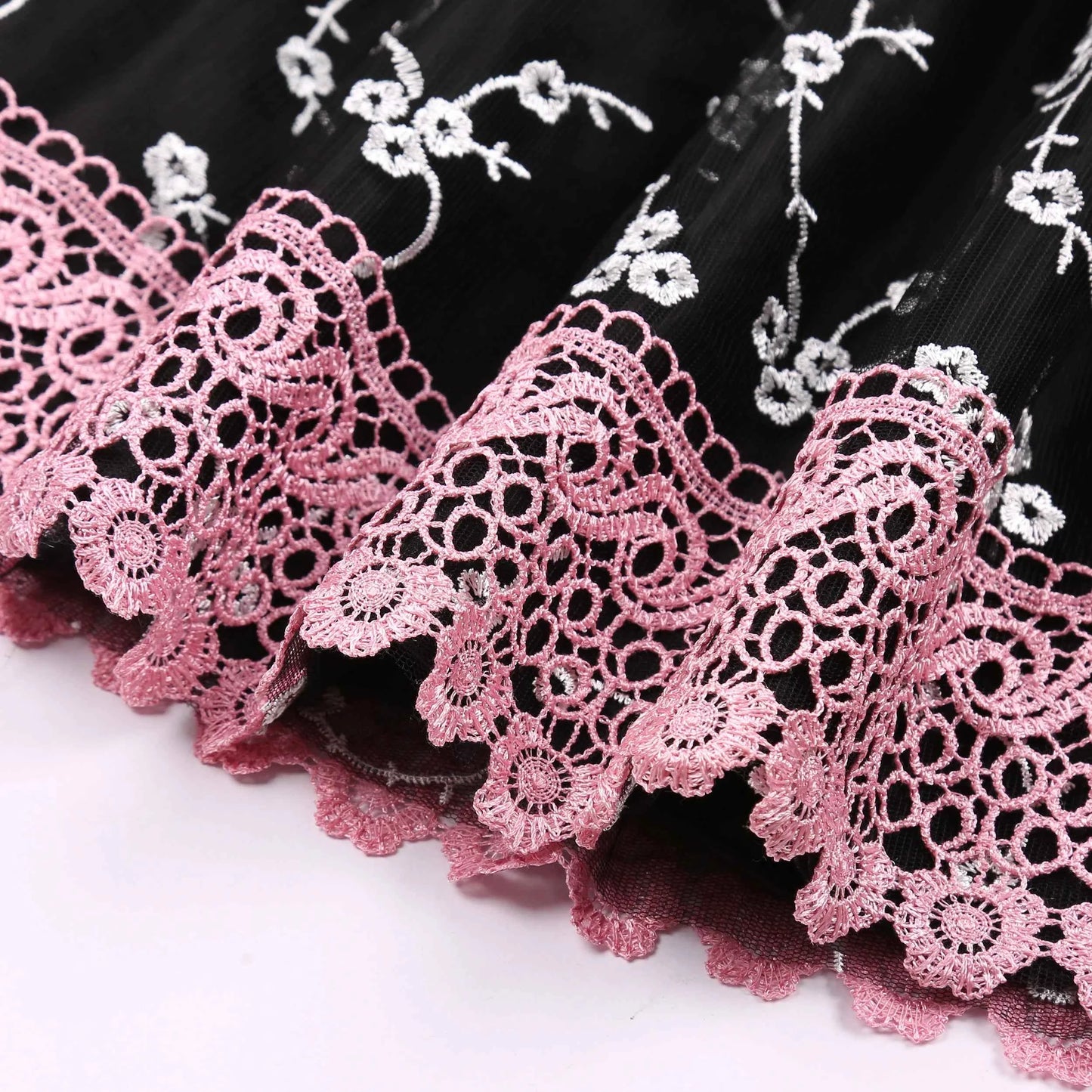 Girls' lace embroidered dress for princesses, net-sheer suit dress, little girl's runway evening gown, corsage and shawl set