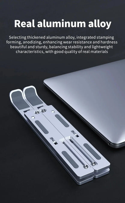 Metal Portable Foldable Laptop Stand Adjustable Notebook Holder Aluminum AD028 - AMULET RING STORE