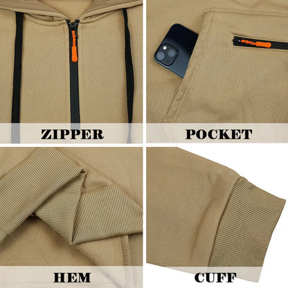 Men's Hooded Fleece Pullover Sporty Casual Jacket European American Style Autumn Winter Warm Comfortable Men's Outerwear
