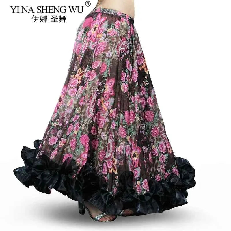 Spanish Belly Dance Skirt Dress New 360 Degree Big Swing Dance Skirt Opening Dance Oriental Dance Skirt Gypsie Tribal Long Skirt