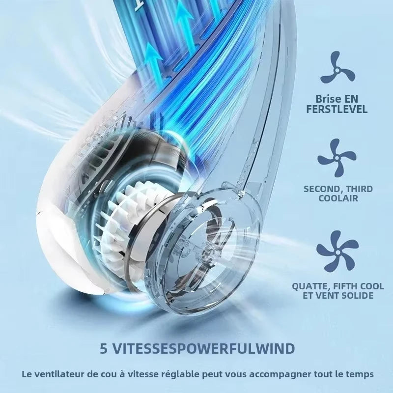 XIAOMI 2025 Neck Fan USB Rechargeable Cooling Fan 5 Speed Adjustable Neck Cooler Digital Display Bladeless Neckband Fan