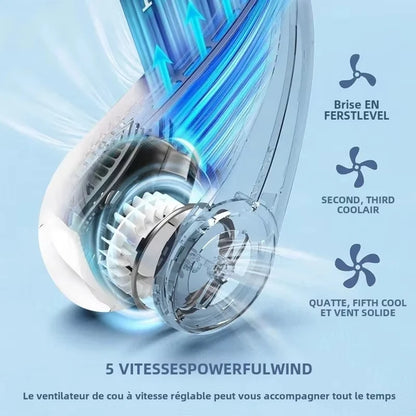 XIAOMI 2025 Neck Fan USB Rechargeable Cooling Fan 5 Speed Adjustable Neck Cooler Digital Display Bladeless Neckband Fan