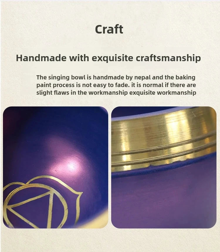 Nepal Handmade Buddha Singing Bowl Yoga Meditation Colorful Sound Therapy Tibetan Singing Bowls Healing Percussion Instruments - AMULET RING STORE