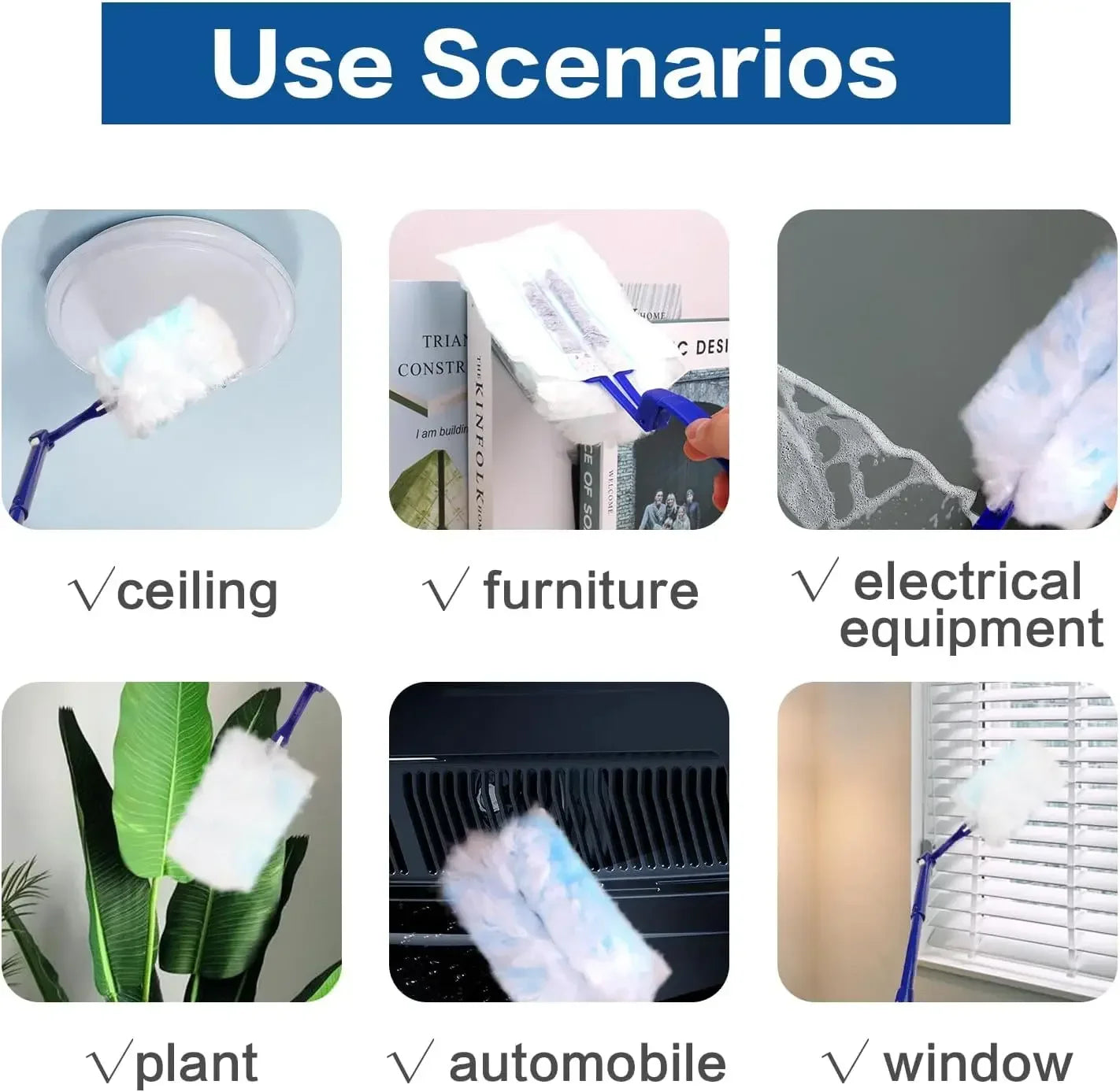 Bulk Duster Brush Disposable Duster with Replace Head Refills For Cleaning Home Office Blinds Car Surface Duster Cleaning Tool - AMULET RING STORE