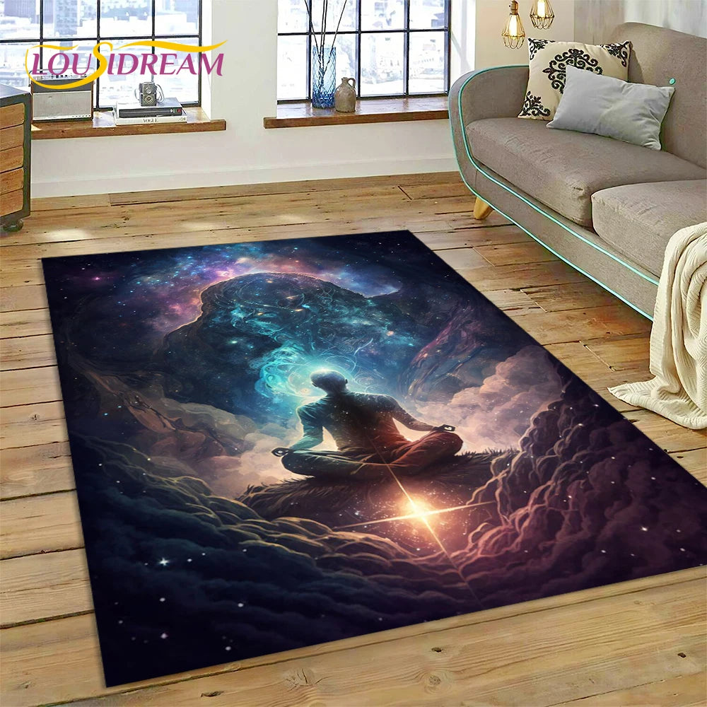 Naturalize Yoga Zen Meditation Rainbow 7 Chakra Carpet Rug for Home Living Room Bedroom Sofa Doormat Decor,Area Rug Non-slip Mat