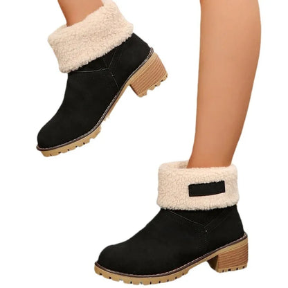Plus Size 35-43 Shoes for Women Winter Fur Warm Snow Boots Ladies Comfortable Slip on Platform Casual Mid-calf Boots Women Boots - AMULET RING STORE