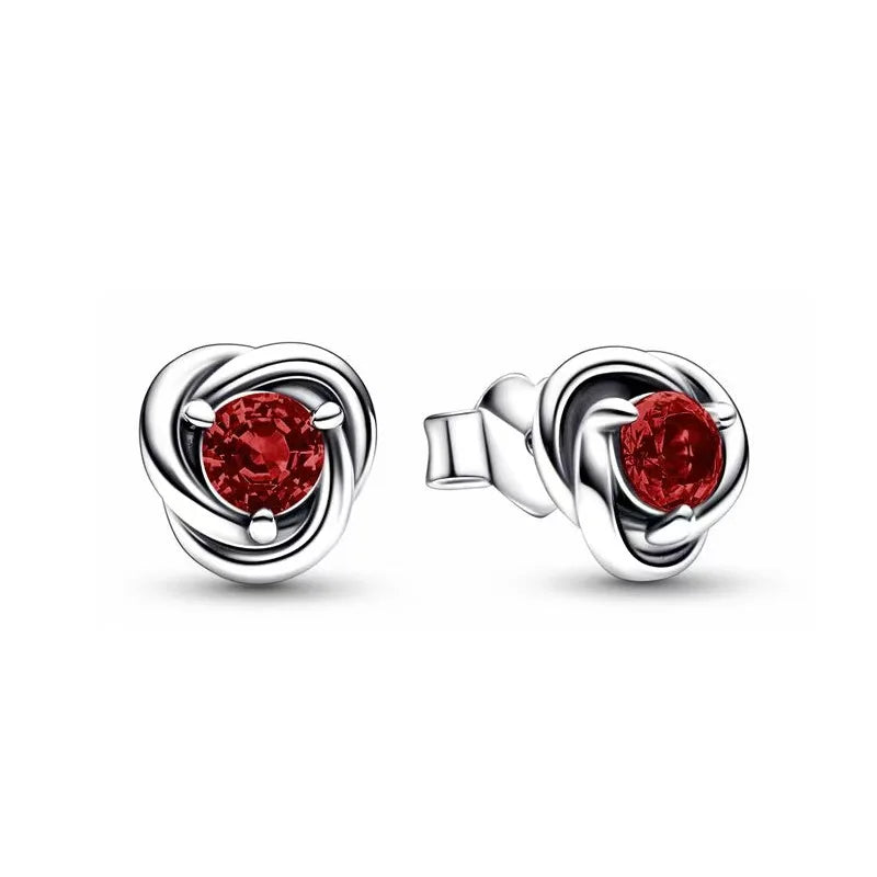 European 925 Silver Zodiac Earrings Stud Birthday Stone Suitable for Women's Exquisite Jewelry for Women's Party