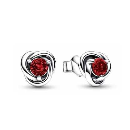 European 925 Silver Zodiac Earrings Stud Birthday Stone Suitable for Women's Exquisite Jewelry for Women's Party