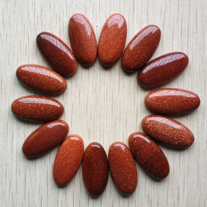 Fashion Mix natural Stone oval cabochons beads diy Jewelry accessories making 15x30mm Wholesale 20pcs/Lot fast shipping - AMULET RING STORE