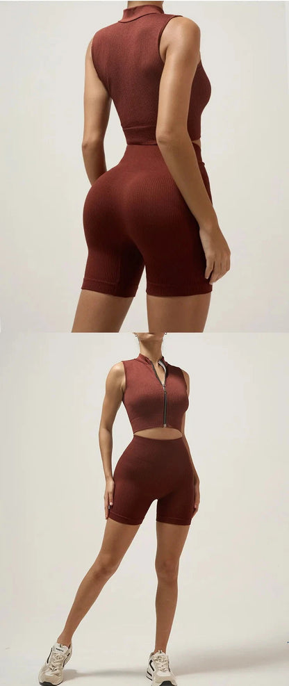 Fitn Yoga Clothes Set High Collar Zipper Bal ort Sve Long Sve orts Women's Sportswear Tee-quarter Length ...