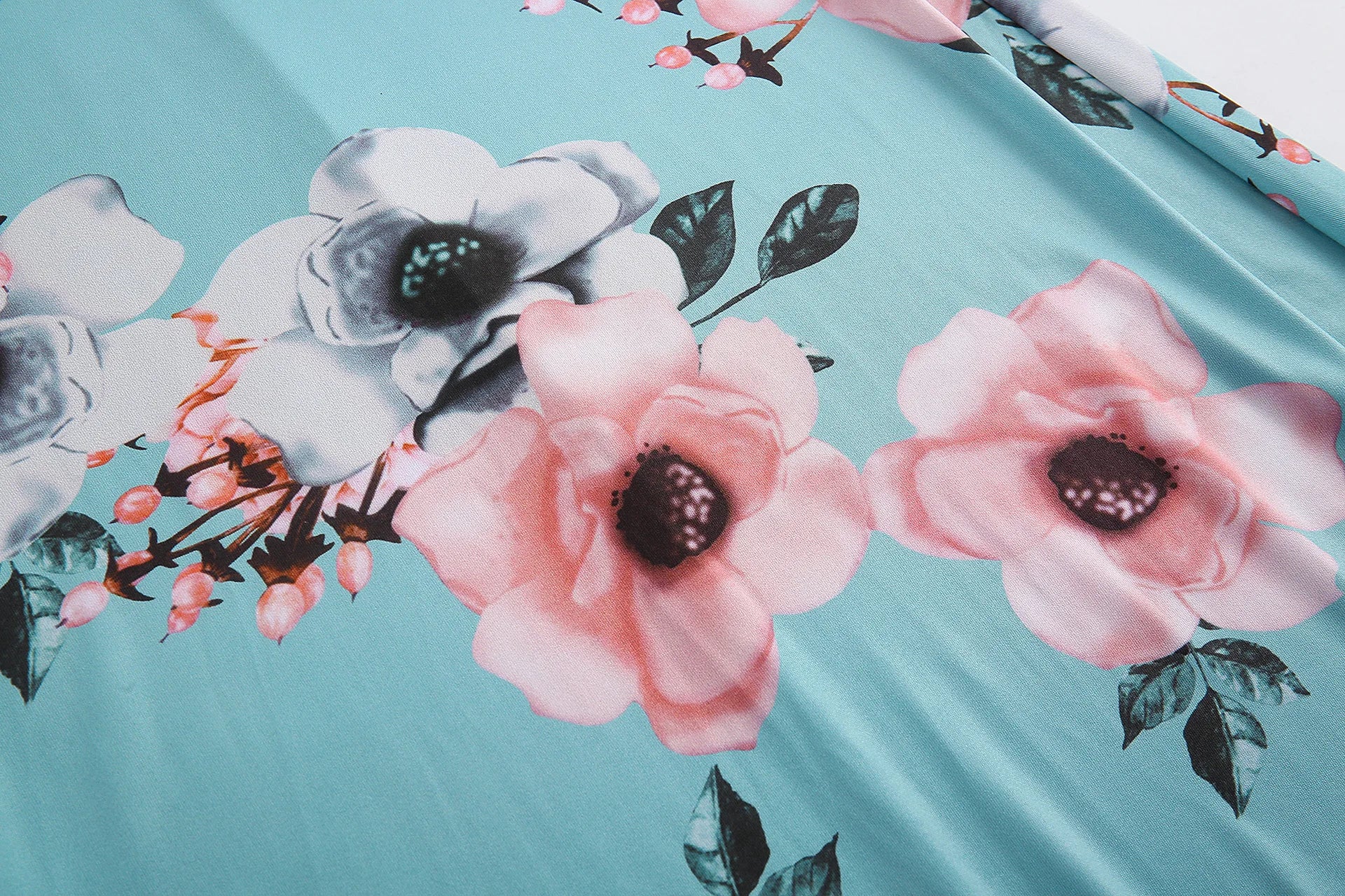 Women's Floral Print Summer Dress - 2025 New Boho A-Line Swing Dress with Short Sleeves, High Waist Flowy Maxi Dress for Beach & - AMULET RING STORE