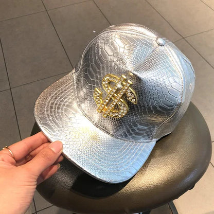 Leather Hip Hop Hat Street Personality Fashion Play Cool Baseball Cap Stage Show Hip Hop Dance Unisex Flat Brim Hats - AMULET RING STORE