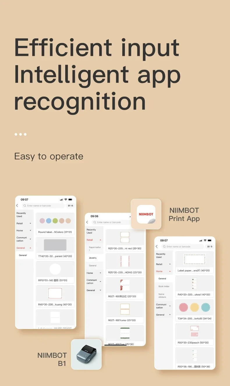Niimbot B1 Mini Portable Thermal Printer Self-Adhesive Sticker Label Maker Pocket Printer Labeling Machine