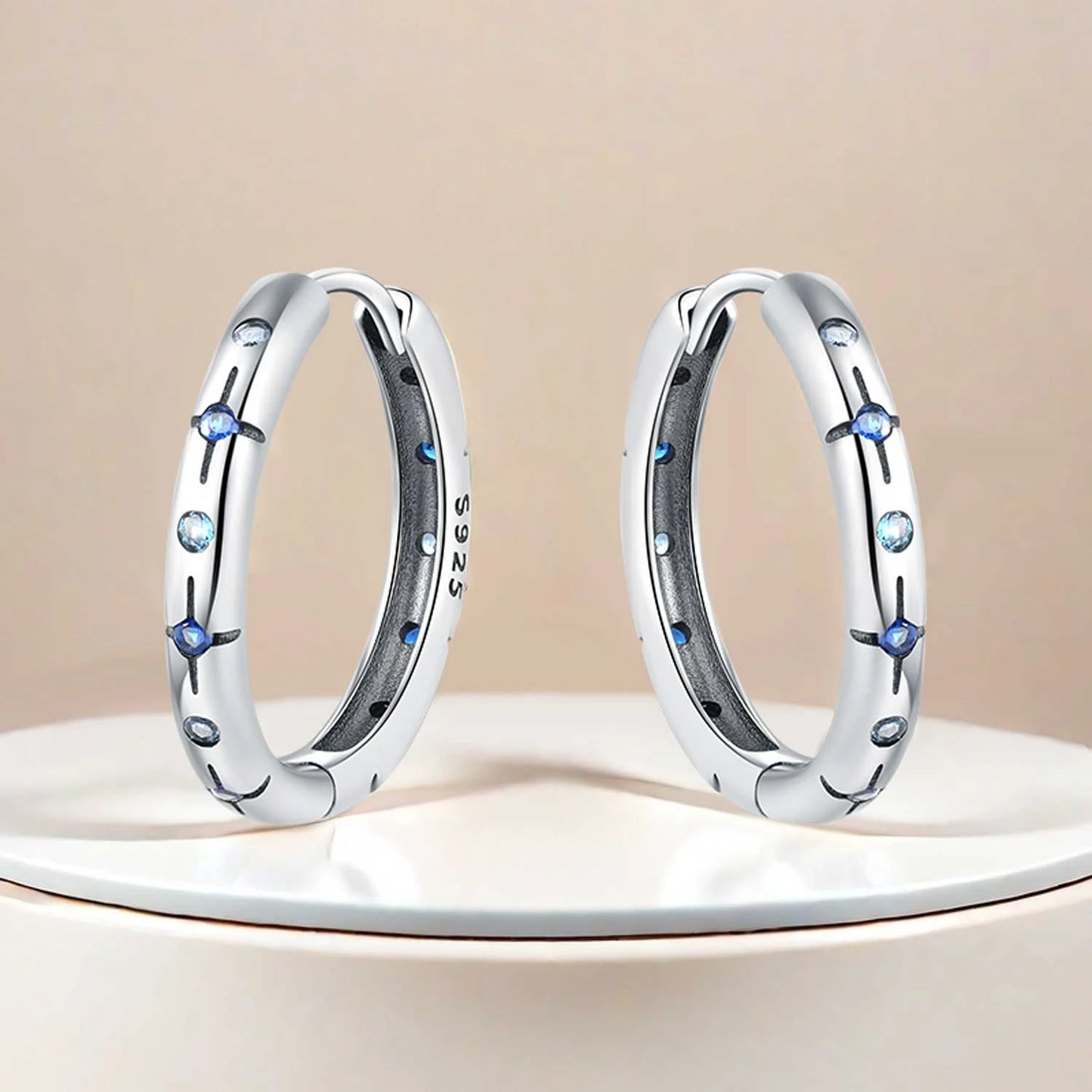925 Sterling Silver Exquisite Blue star Earrings Jewelry Versatile Hoop Earrings For Women Jewelry Birthday Party Gifts - AMULET RING STORE