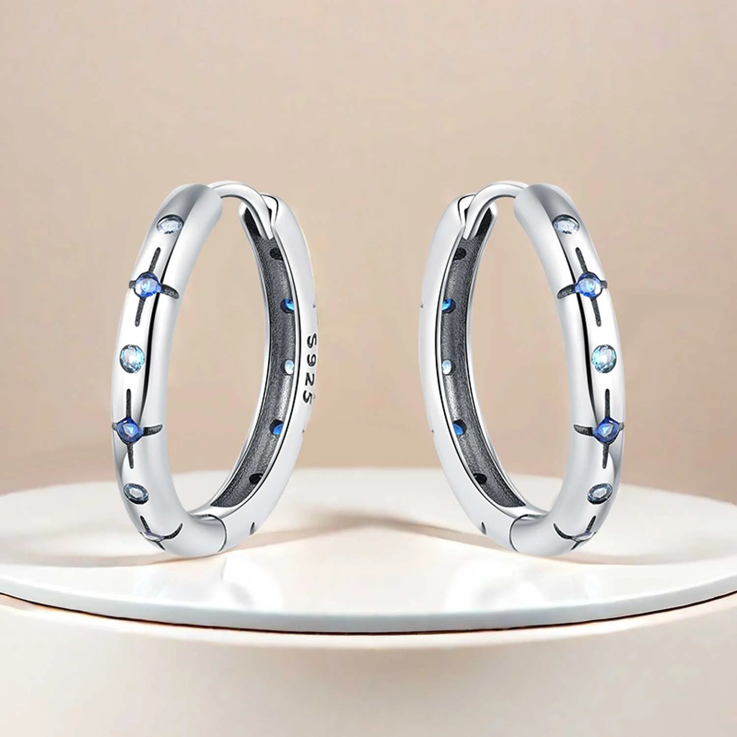 925 Sterling Silver Exquisite Blue star Earrings Jewelry Versatile Hoop Earrings For Women Jewelry Birthday Party Gifts - AMULET RING STORE
