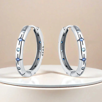 925 Sterling Silver Exquisite Blue star Earrings Jewelry Versatile Hoop Earrings For Women Jewelry Birthday Party Gifts - AMULET RING STORE