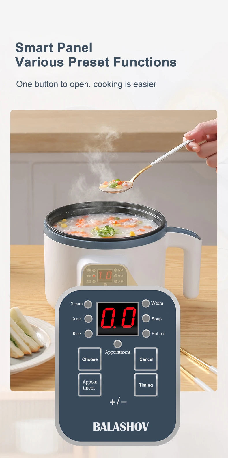 Electric Rice Cooker Multicooker Multifunction Pot Mini Hotpot Pan Soup Home Appliances for The Kitchen Pots Offers 1-2 People - AMULET RING STORE