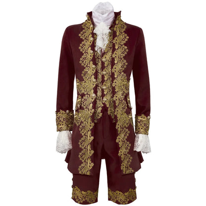 2025 New Medieval Vintage Prince Lace Suits for Men and Women, Halloween Performance Cosplay Three Piece Set(Blazer+Vest+Pants)