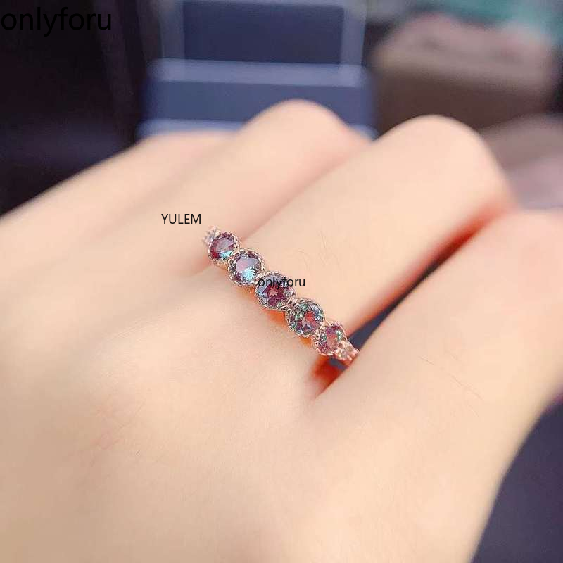 Beautiful 925 Sterling Silver 3mm Color Change Stone Lab Grown Alexandrite Ring Engagement Wedding Ring for Women Gift