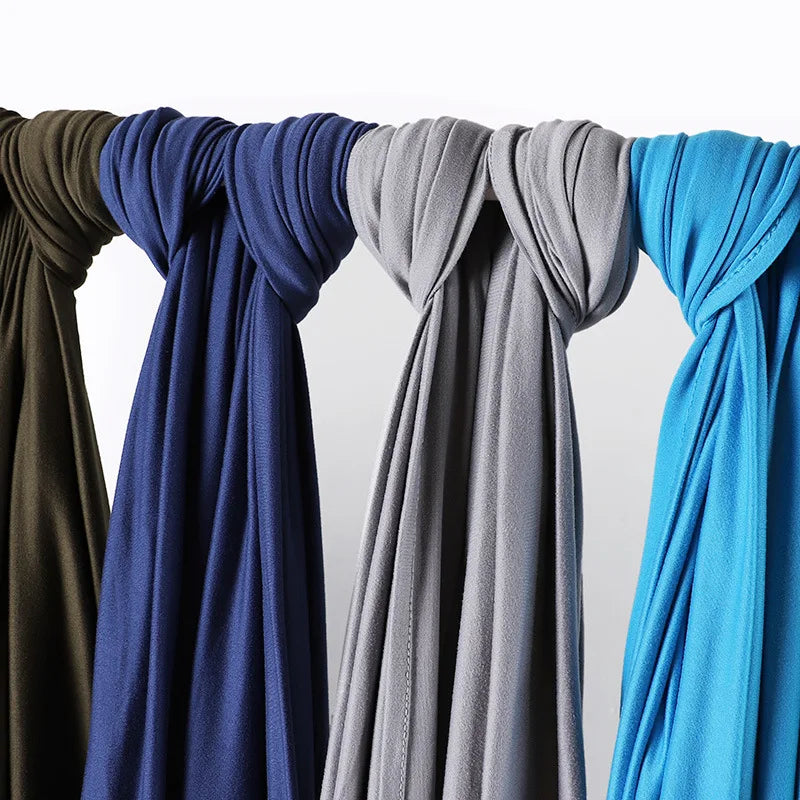 Newest Milk Silk Jersey Hijabs for Women Soft Warm Muslim Woman Turban Hoofddoek Headscarf Good Stitch Stretch Jesey HIjab Scarf - AMULET RING STORE