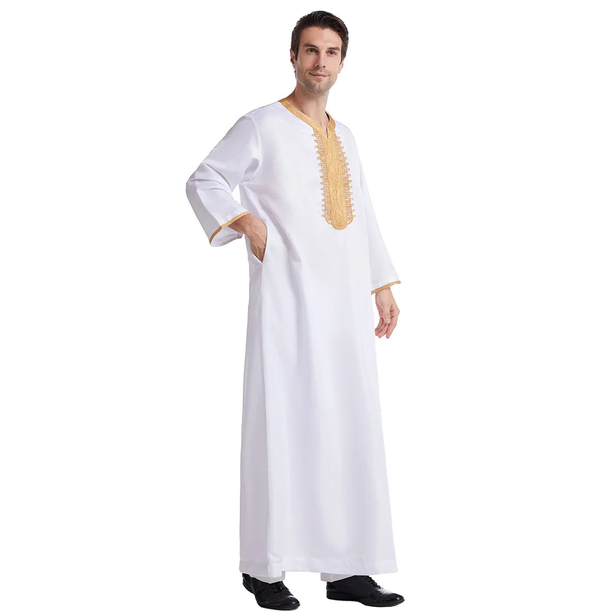 Middle Eastern Style Arrival! Spring-Summer Short-sleeve Embroidered Robe, Large-size Men's Ethnic Clothing for Ultimate Comfort
