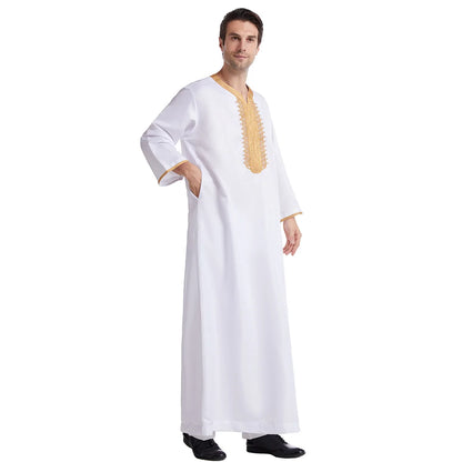 Middle Eastern Style Arrival! Spring-Summer Short-sleeve Embroidered Robe, Large-size Men's Ethnic Clothing for Ultimate Comfort