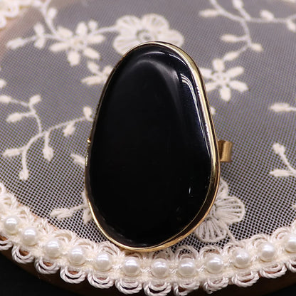 Irregular Natural Amethyst Rings Open Adjustable Green Aventurine Agate Finger Ring for Women and Men  Fashion Jewelry Ring Gift