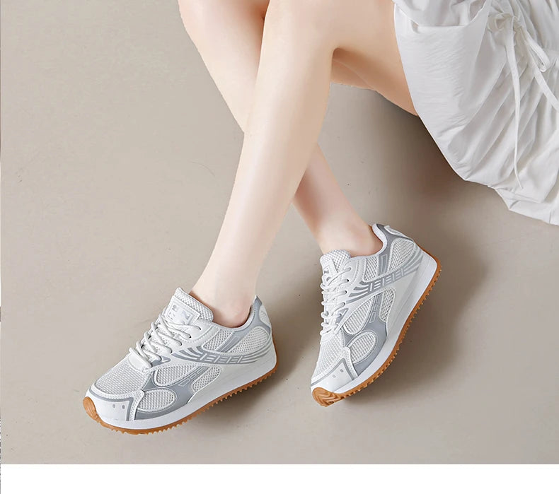 Women's Colorblock Casual Sneakers, Lace Up Soft Sole Platform Casual Shoes, Low-top Walking Comfy Shoes in holiday - AMULET RING STORE