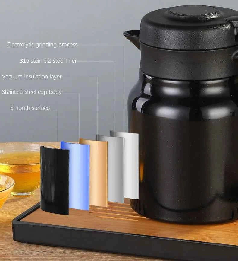 Smart LED Thermos 316 Stainless Steel Insulation Braising Teapot Large Capacity Hot Water Bottle Separating Coffee Vacuum Flask