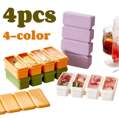 1/4pcs Silicone Ice Cube Trays Easy to Demould BPA-Free Ice Cream Mold for Chilling Drinks Smoothies Summer Kitchen Essential - AMULET RING STORE