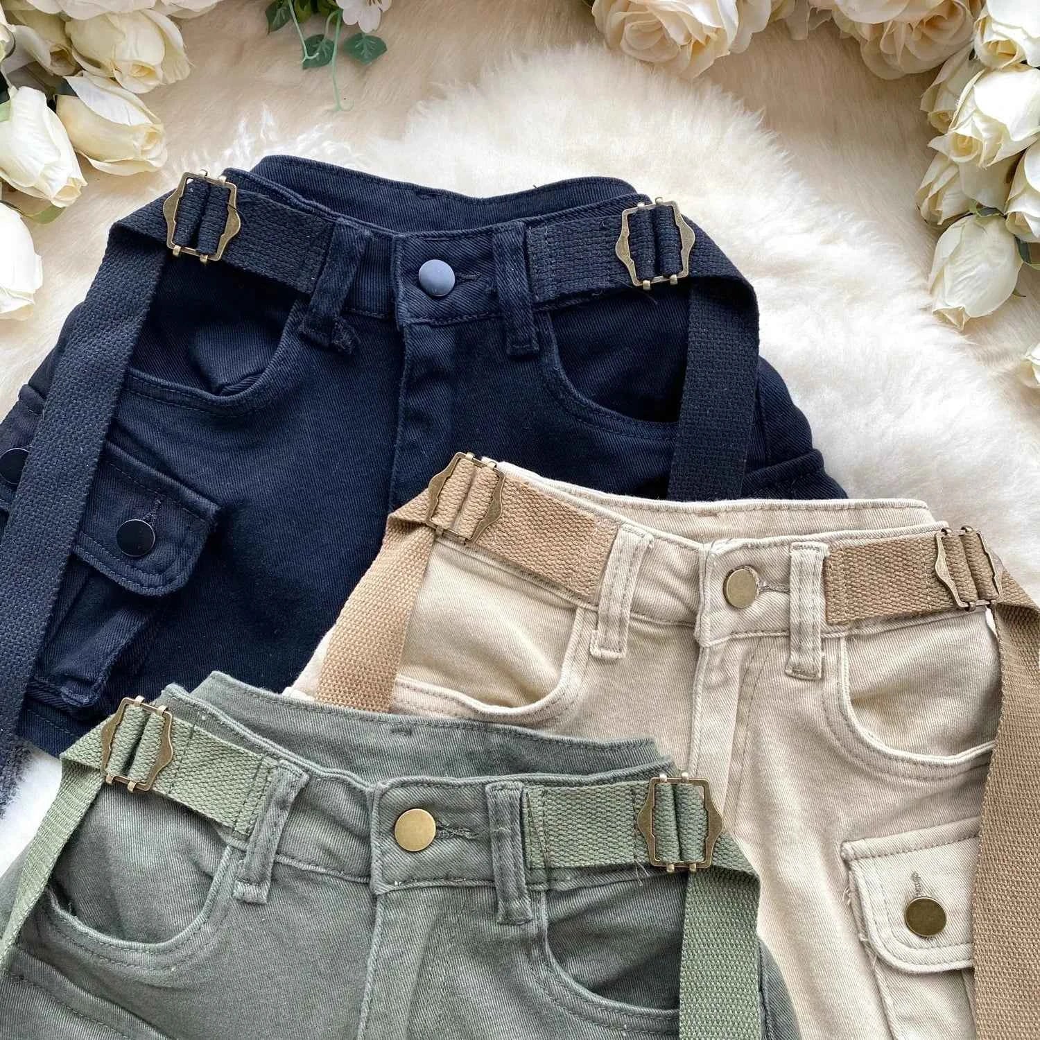 Women's Summer High Waisted Stretchy Denim Shorts Korean Cargo Style Slim Fit Ultra Short Hot Pants with Large Pockets for Dance