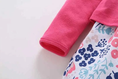 Infant Baby Girls Bodysuit Dress Cotton Floral Baby Girls Long-Sleeved Coat+Short SLeeve Dress 2Pieces Baby Girls Clothes sets