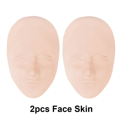 2pcs/Set 5D Facial Tattoo Training Head Silicone Practice Permanent Makeup Lip Eyebrow Tattoo Skin Mannequin Doll Face Head