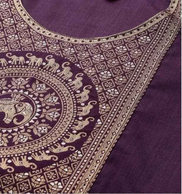 Traditional Indian Clothing 3-piece Jacquard Set And A Medium Length Cotton Blend Set In Purple Indian Saree Indian Sari