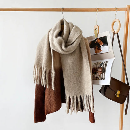 Korean Version Stylish Solid Scarf Women Men Autumn Winter Wool Blend Soft Pulled Mufller Female Male Versatile Pink Shawl Girl