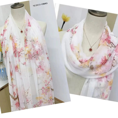 2025 Silk Scarf Women Hijab Pashmina Long Beach Stoles Shawl Wrap Headbands Spring Warm Scarves Bandana Ladies Neckscarf Foulard