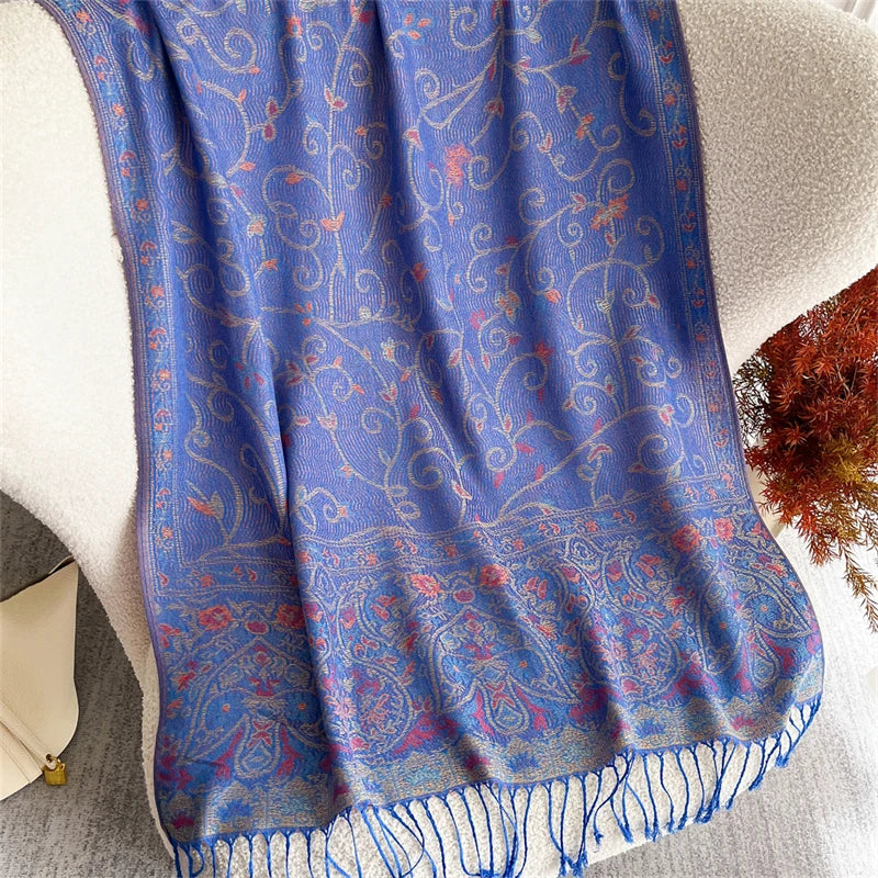 Autumn Bohemian Ethnic Paisley Cashmere Shawls Scarf for Women Warm Jacquard Pashmina Scarves Print Design Lady Foulard Stoles - AMULET RING STORE