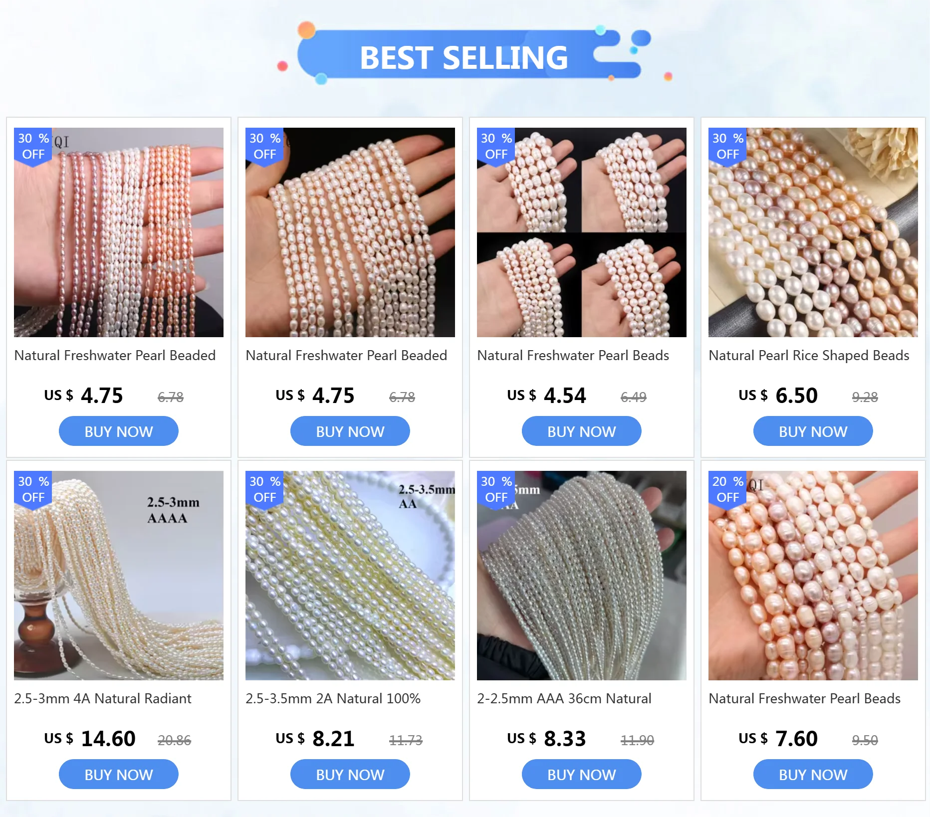 Natural Freshwater Pearl Beads Rice Round Shape Isolation Loose Beaded for Jewelry Making DIY Bracelet Necklace Accessories Gift - AMULET RING STORE