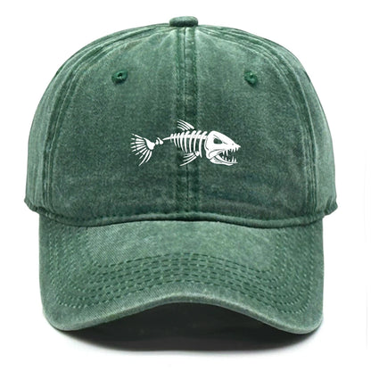 White Fish Bones Print Adjustable Retro Baseball Cap Woman's Cap Distressed Fashion Snapback Caps Ideal Choice For Women & Men - AMULET RING STORE