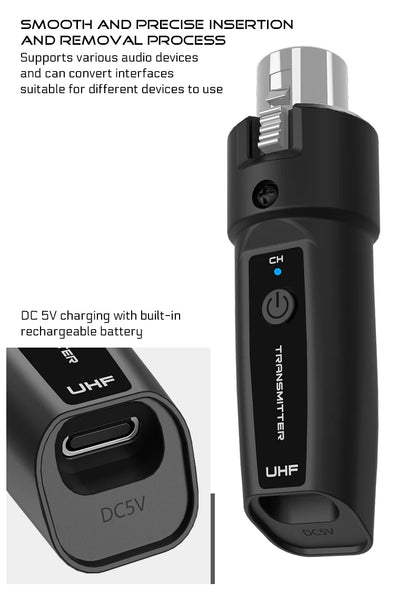 Wireless Microphone Converter XLR or 6.5 Transmitter and Receiver Microphone Wireless System for Dynamic Microphone