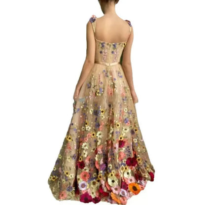 Women's Three-dimensional Flowers, Fashionable Embroidery, Flower Wrap Buttocks, Sexy Dress, Elegant Temperament, Mesh Lace