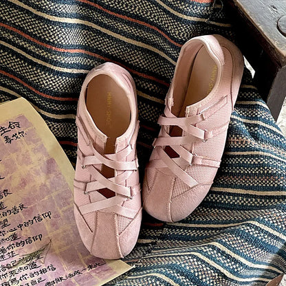 Leisure Sports Flat Shoes Women 2025 New Spring Retro All-matching Yellow Soft Soleplate Shoes - AMULET RING STORE