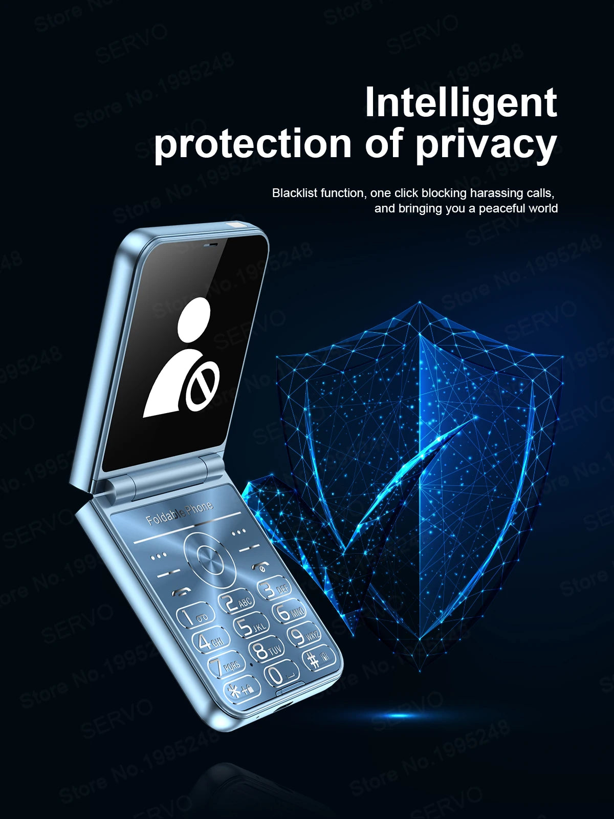 SERVO A70 Pro 3G Network Foldable Phone Speed Dial Call Recording FM Radio Flashlight Key 2.6" Screen Flip Phones 2 SIM Standby